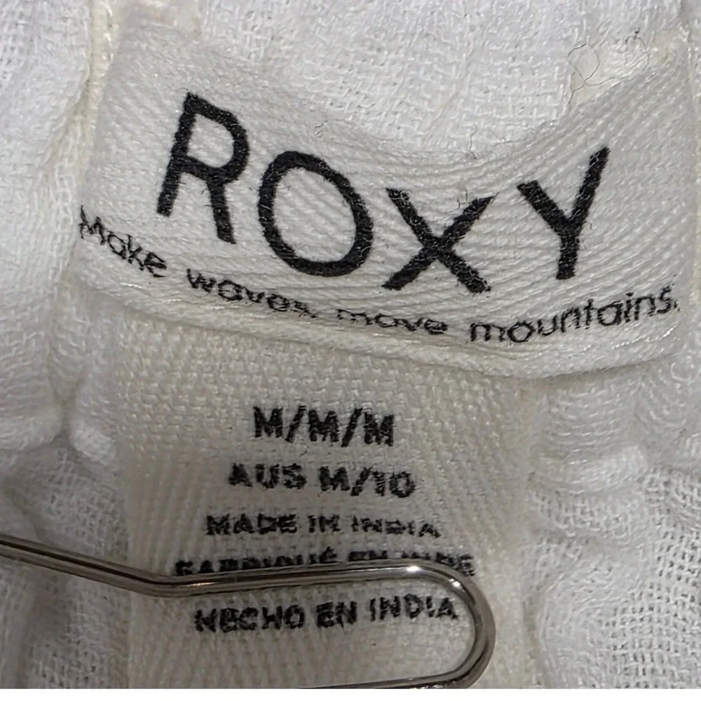 Roxy Pants Womens Medium White Cotton Gauze Wide Leg Beach Cover Up Boho